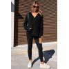 imageDokotoo Hoodies for Women Soft Fleece Half Zip Up Hoodie Long Sleeve Casual Pullover Oversized Sweatshirt Hooded TopsBlack