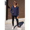 imageDokotoo Hoodies for Women Soft Fleece Half Zip Up Hoodie Long Sleeve Casual Pullover Oversized Sweatshirt Hooded TopsBlue