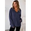 imageDokotoo Hoodies for Women Soft Fleece Half Zip Up Hoodie Long Sleeve Casual Pullover Oversized Sweatshirt Hooded TopsBlue