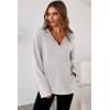imageDokotoo Hoodies for Women Soft Fleece Half Zip Up Hoodie Long Sleeve Casual Pullover Oversized Sweatshirt Hooded TopsGrey