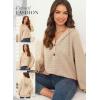 imageDokotoo Hoodies for Women Waffle Knit Long Sleeve Drawstring Button V Neck Casual Pullover Sweatshirt Hooded TopsApricot