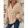 imageDokotoo Hoodies for Women Waffle Knit Long Sleeve Drawstring Button V Neck Casual Pullover Sweatshirt Hooded TopsApricot