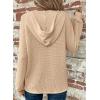 imageDokotoo Hoodies for Women Waffle Knit Long Sleeve Drawstring Button V Neck Casual Pullover Sweatshirt Hooded TopsApricot
