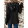 imageDokotoo Hoodies for Women Waffle Knit Long Sleeve Drawstring Button V Neck Casual Pullover Sweatshirt Hooded TopsBlack