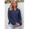imageDokotoo Hoodies for Women Waffle Knit Long Sleeve Drawstring Button V Neck Casual Pullover Sweatshirt Hooded TopsBlue