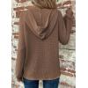 imageDokotoo Hoodies for Women Waffle Knit Long Sleeve Drawstring Button V Neck Casual Pullover Sweatshirt Hooded TopsBrown