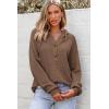 imageDokotoo Hoodies for Women Waffle Knit Long Sleeve Drawstring Button V Neck Casual Pullover Sweatshirt Hooded TopsBrown