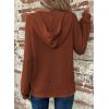 imageDokotoo Hoodies for Women Waffle Knit Long Sleeve Drawstring Button V Neck Casual Pullover Sweatshirt Hooded TopsCinnamon