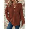 imageDokotoo Hoodies for Women Waffle Knit Long Sleeve Drawstring Button V Neck Casual Pullover Sweatshirt Hooded TopsCinnamon