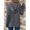 imageDokotoo Hoodies for Women Waffle Knit Long Sleeve Drawstring Button V Neck Casual Pullover Sweatshirt Hooded TopsDark Grey