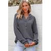 imageDokotoo Hoodies for Women Waffle Knit Long Sleeve Drawstring Button V Neck Casual Pullover Sweatshirt Hooded TopsDark Grey