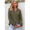 imageDokotoo Hoodies for Women Waffle Knit Long Sleeve Drawstring Button V Neck Casual Pullover Sweatshirt Hooded TopsGreen