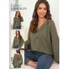 imageDokotoo Hoodies for Women Waffle Knit Long Sleeve Drawstring Button V Neck Casual Pullover Sweatshirt Hooded TopsGreen