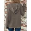 imageDokotoo Hoodies for Women Waffle Knit Long Sleeve Drawstring Button V Neck Casual Pullover Sweatshirt Hooded TopsGrey