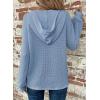 imageDokotoo Hoodies for Women Waffle Knit Long Sleeve Drawstring Button V Neck Casual Pullover Sweatshirt Hooded TopsLight Blue