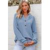 imageDokotoo Hoodies for Women Waffle Knit Long Sleeve Drawstring Button V Neck Casual Pullover Sweatshirt Hooded TopsLight Blue