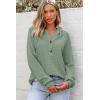 imageDokotoo Hoodies for Women Waffle Knit Long Sleeve Drawstring Button V Neck Casual Pullover Sweatshirt Hooded TopsLight Green