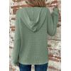 imageDokotoo Hoodies for Women Waffle Knit Long Sleeve Drawstring Button V Neck Casual Pullover Sweatshirt Hooded TopsLight Green