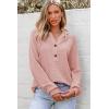 imageDokotoo Hoodies for Women Waffle Knit Long Sleeve Drawstring Button V Neck Casual Pullover Sweatshirt Hooded TopsPink