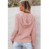 imageDokotoo Hoodies for Women Waffle Knit Long Sleeve Drawstring Button V Neck Casual Pullover Sweatshirt Hooded TopsPink