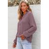 imageDokotoo Hoodies for Women Waffle Knit Long Sleeve Drawstring Button V Neck Casual Pullover Sweatshirt Hooded TopsPurple