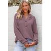 imageDokotoo Hoodies for Women Waffle Knit Long Sleeve Drawstring Button V Neck Casual Pullover Sweatshirt Hooded TopsPurple