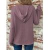 imageDokotoo Hoodies for Women Waffle Knit Long Sleeve Drawstring Button V Neck Casual Pullover Sweatshirt Hooded TopsPurple