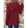 imageDokotoo Hoodies for Women Waffle Knit Long Sleeve Drawstring Button V Neck Casual Pullover Sweatshirt Hooded TopsRed
