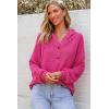 imageDokotoo Hoodies for Women Waffle Knit Long Sleeve Drawstring Button V Neck Casual Pullover Sweatshirt Hooded TopsRosy