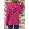 imageDokotoo Hoodies for Women Waffle Knit Long Sleeve Drawstring Button V Neck Casual Pullover Sweatshirt Hooded TopsRosy