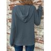 imageDokotoo Hoodies for Women Waffle Knit Long Sleeve Drawstring Button V Neck Casual Pullover Sweatshirt Hooded TopsTeal