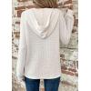 imageDokotoo Hoodies for Women Waffle Knit Long Sleeve Drawstring Button V Neck Casual Pullover Sweatshirt Hooded TopsWhite