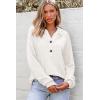 imageDokotoo Hoodies for Women Waffle Knit Long Sleeve Drawstring Button V Neck Casual Pullover Sweatshirt Hooded TopsWhite