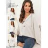 imageDokotoo Hoodies for Women Waffle Knit Long Sleeve Drawstring Button V Neck Casual Pullover Sweatshirt Hooded TopsWhite