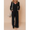 imageDokotoo Lantern Long Sleeve Jumpsuit Wrapped V Neck Elegant for Womens Dressy Casual 2024 Fall One Piece Romper OutfitsB Black