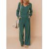 imageDokotoo Lantern Long Sleeve Jumpsuit Wrapped V Neck Elegant for Womens Dressy Casual 2024 Fall One Piece Romper OutfitsB Blackish Green