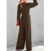 imageDokotoo Lantern Long Sleeve Jumpsuit Wrapped V Neck Elegant for Womens Dressy Casual 2024 Fall One Piece Romper OutfitsB Brown