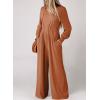 imageDokotoo Lantern Long Sleeve Jumpsuit Wrapped V Neck Elegant for Womens Dressy Casual 2024 Fall One Piece Romper OutfitsB Cinnamon
