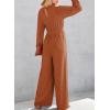 imageDokotoo Lantern Long Sleeve Jumpsuit Wrapped V Neck Elegant for Womens Dressy Casual 2024 Fall One Piece Romper OutfitsB Cinnamon