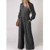 imageDokotoo Lantern Long Sleeve Jumpsuit Wrapped V Neck Elegant for Womens Dressy Casual 2024 Fall One Piece Romper OutfitsB Dark Grey