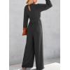 imageDokotoo Lantern Long Sleeve Jumpsuit Wrapped V Neck Elegant for Womens Dressy Casual 2024 Fall One Piece Romper OutfitsB Dark Grey