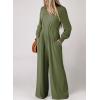 imageDokotoo Lantern Long Sleeve Jumpsuit Wrapped V Neck Elegant for Womens Dressy Casual 2024 Fall One Piece Romper OutfitsB Grass Green