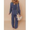 imageDokotoo Lantern Long Sleeve Jumpsuit Wrapped V Neck Elegant for Womens Dressy Casual 2024 Fall One Piece Romper OutfitsB Navy Blue