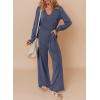 imageDokotoo Lantern Long Sleeve Jumpsuit Wrapped V Neck Elegant for Womens Dressy Casual 2024 Fall One Piece Romper OutfitsB Navy Blue