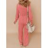 imageDokotoo Lantern Long Sleeve Jumpsuit Wrapped V Neck Elegant for Womens Dressy Casual 2024 Fall One Piece Romper OutfitsB Peach Blossom