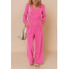 imageDokotoo Lantern Long Sleeve Jumpsuit Wrapped V Neck Elegant for Womens Dressy Casual 2024 Fall One Piece Romper OutfitsB Rose Red
