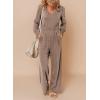 imageDokotoo Lantern Long Sleeve Jumpsuit Wrapped V Neck Elegant for Womens Dressy Casual 2024 Fall One Piece Romper OutfitsB Simply Taupe