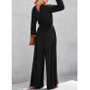 imageDokotoo Lantern Long Sleeve Jumpsuit Wrapped V Neck Elegant for Womens Dressy Casual 2024 Fall One Piece Romper OutfitsBlack