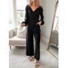 imageDokotoo Lantern Long Sleeve Jumpsuit Wrapped V Neck Elegant for Womens Dressy Casual 2024 Fall One Piece Romper OutfitsBlack