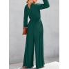 imageDokotoo Lantern Long Sleeve Jumpsuit Wrapped V Neck Elegant for Womens Dressy Casual 2024 Fall One Piece Romper OutfitsBlackish Green